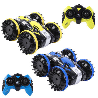 Ensemble de 2 voitures cascades Amphibious RC avec télécommande 2,4 Ghz et conception double face | Bateau et camion 4 roues motrices imperméables et télécommandés pour enfants