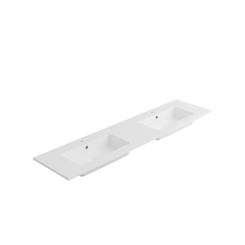 DAX Toscana Vanity Basin, 72", Double Bowl, Glossy White, Glossy