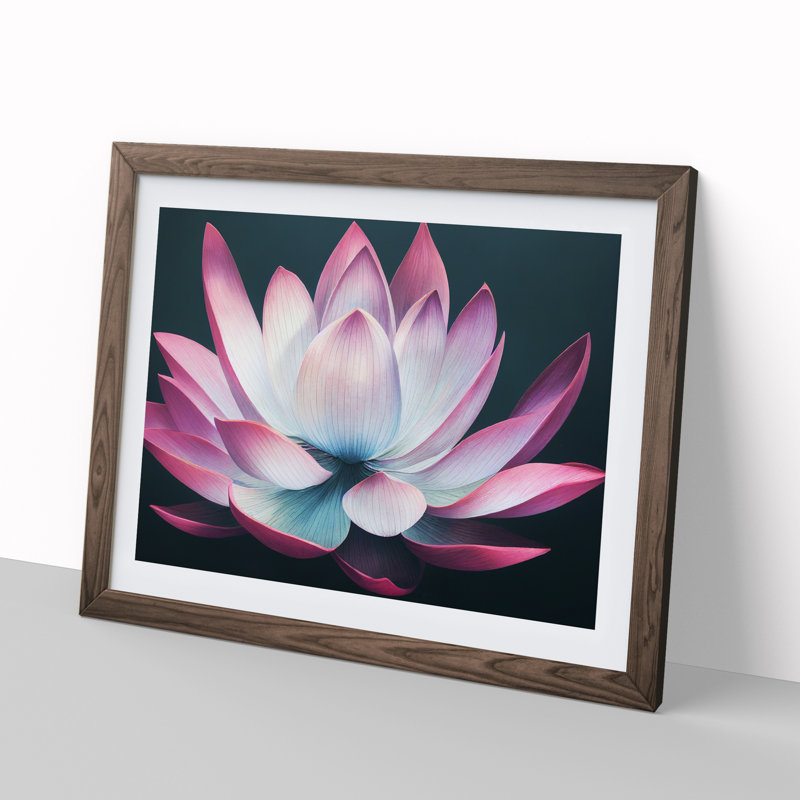 Excellent Lotus Flower 1 Piece Single Picture Frame Wall Art, 25cm H x 34cm W x 2cm D, Walnut
