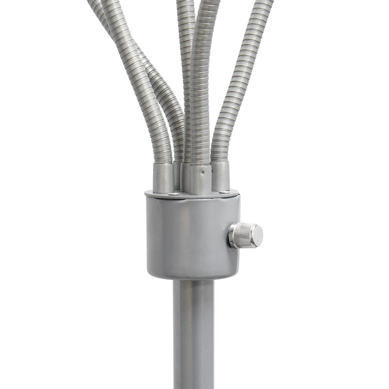 Simple Designs 67" Contemporary Multi Head Medusa 5 Light Adjustable Gooseneck w/ Multicoloured Shade, Silver