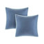 Édredon réversible en coton bleu très grand - 8 pièces, imprimé botanique avec médaillon, rembourrage, comprend des taies décoratives européennes et des coussins décoratifs réversibles, motif floral aquarelle, brodé-124915237