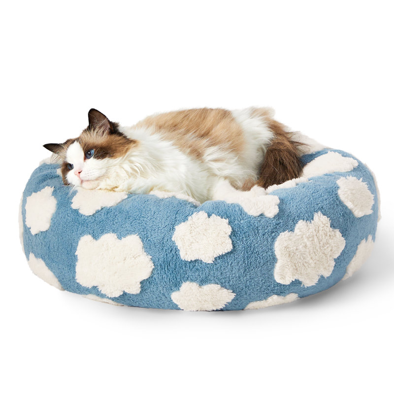 Lit pour chien Lesure Donut, Très grand (H 6 po x l 20 po x P 20 po), Nuage bleu clair