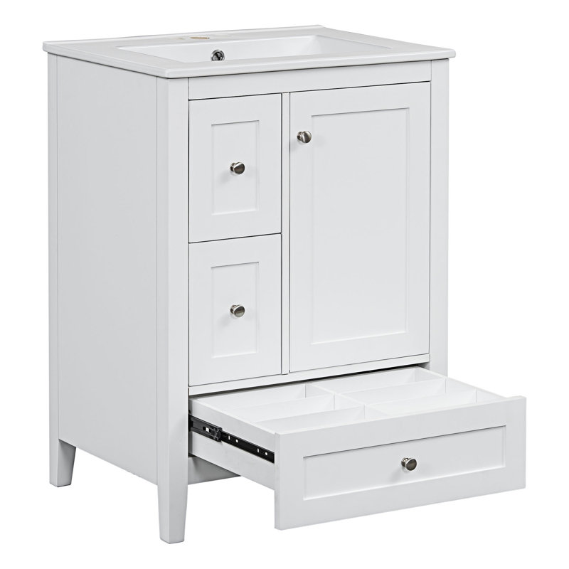 Meuble-lavabo de salle de bain avec lavabo et rangement, Noir, Blanc