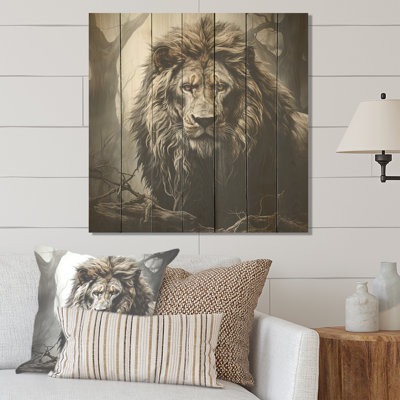 Lion ombres de la fierté I - Animal lion sur bois