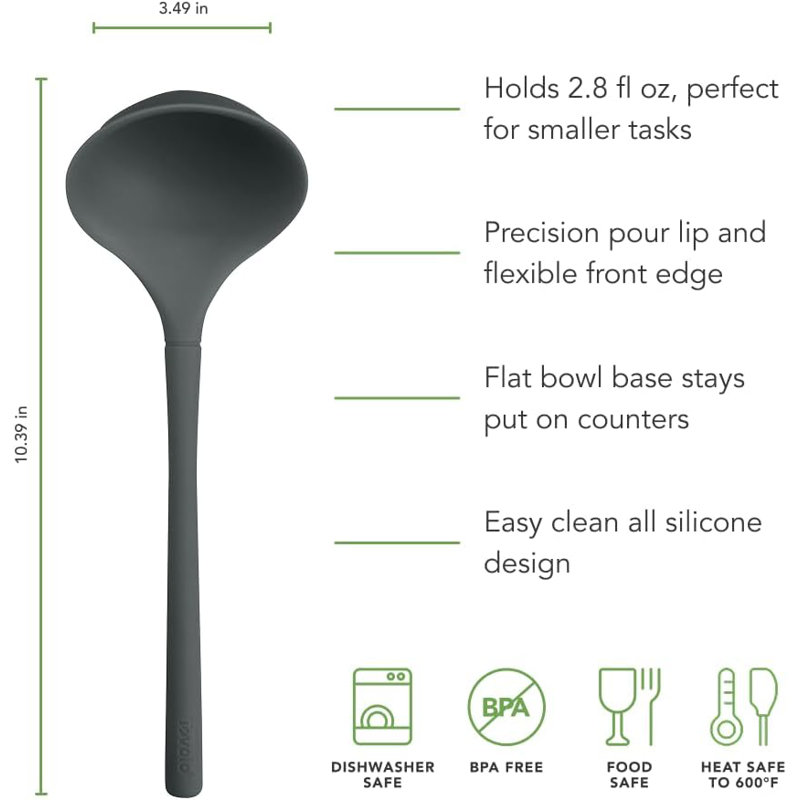 Flex-Core Small Ladle All Silicone Charcoal, Charcoal Gray