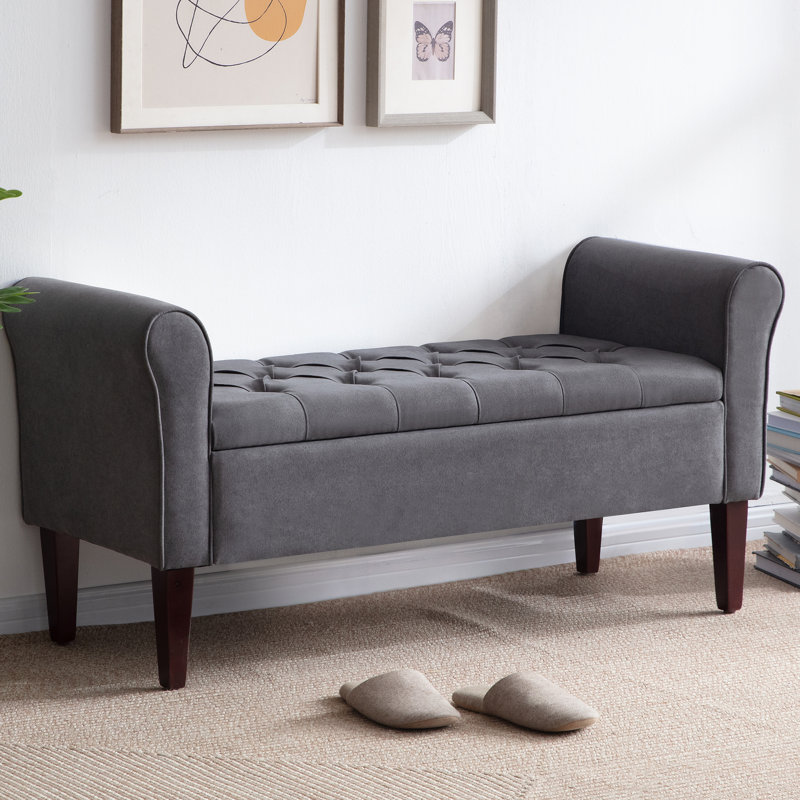 Banc de rangement à couvercle rabattable Fatheha, gris