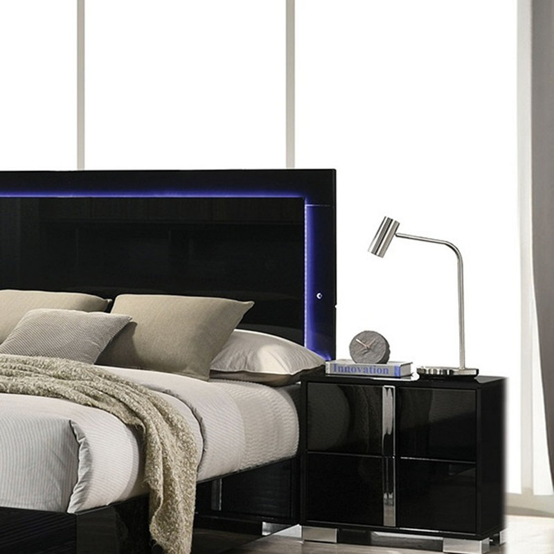 Finition UV de couleur noire avec table de chevet 1pc, Noir