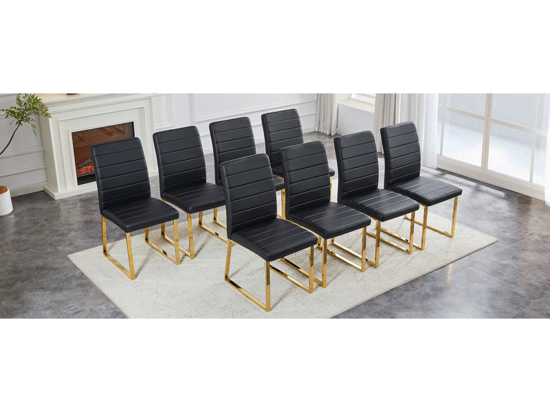 Ensemble de 8 chaises robustes: coussin de 2,1 po d'épaisseur, structure en fer, parfait pour la maison ou le bureau. Couleurs classiques, bon rapport qualité-prix