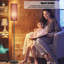 Lampe sur pied moderne mauve avec abat-jour multicolore, base E26, assemblage facile, conception peu encombrante