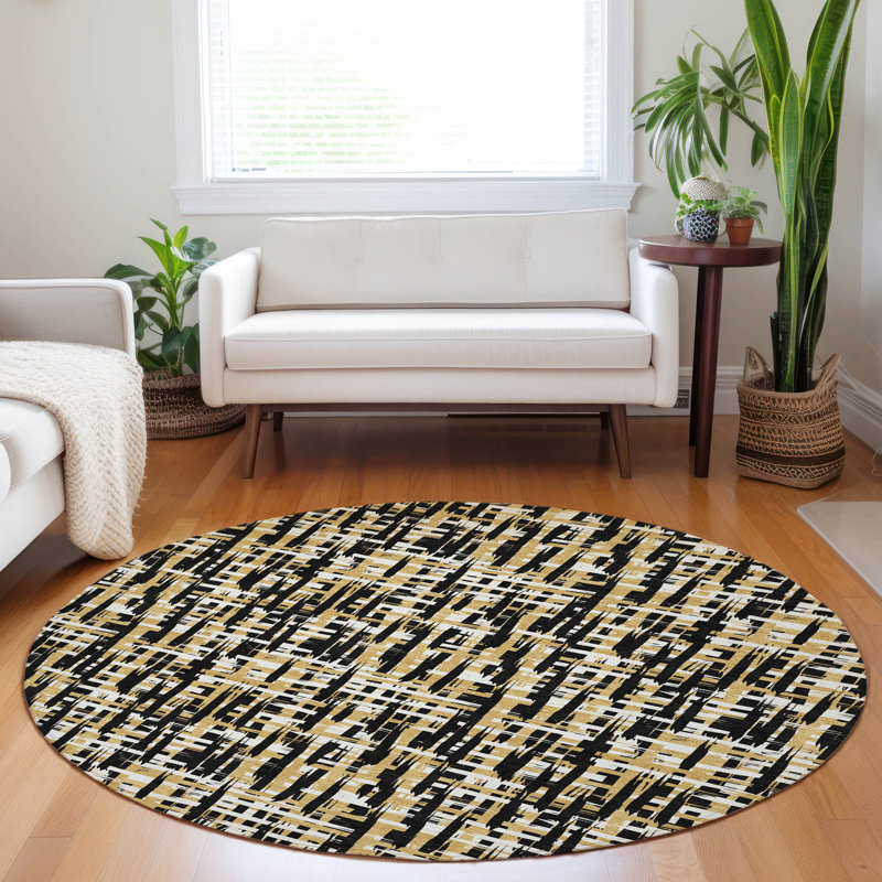 Tapis noir intérieur / extérieur Zarifa , 2'3" x 7'6"
