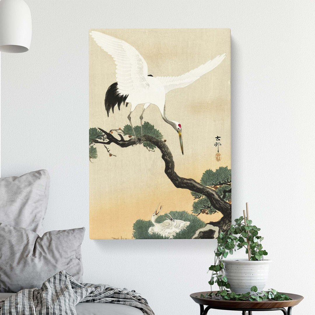 Japanese Crane Birds by Ohara Koson - Wrapped Canvas