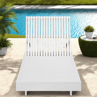 Chaise longue de patio moderne réglable en bois, chaise longue de luxe blanche