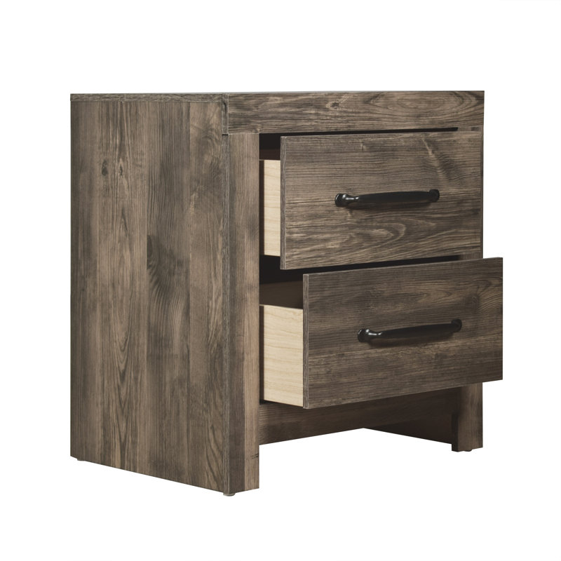 Table de chevet 2 tiroirs Newington en gris