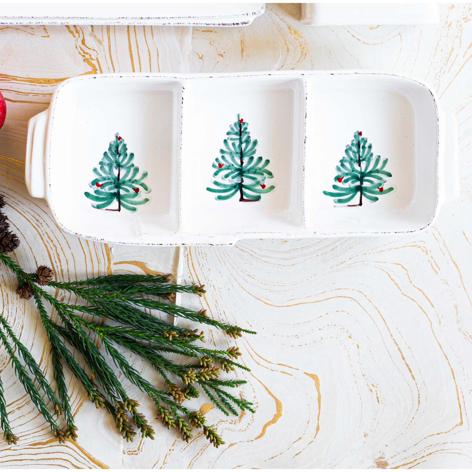 Lastra Holiday Rectangle Divided Serving Dish