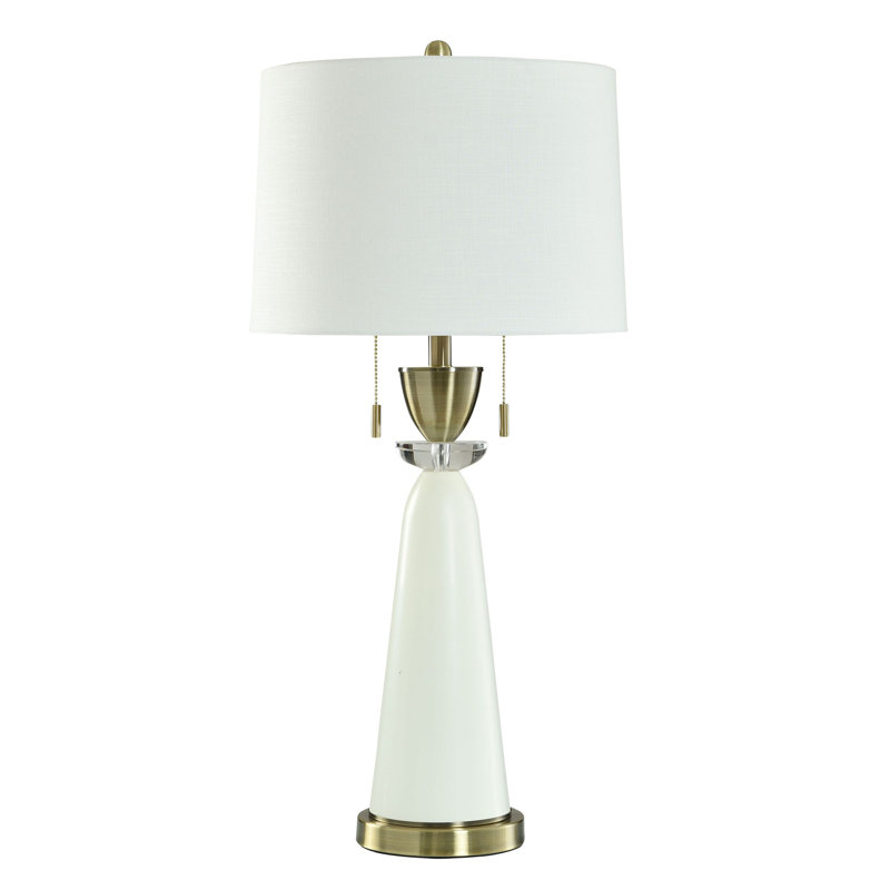 Focus - lampe de table en acier doré - abat-jour blanc