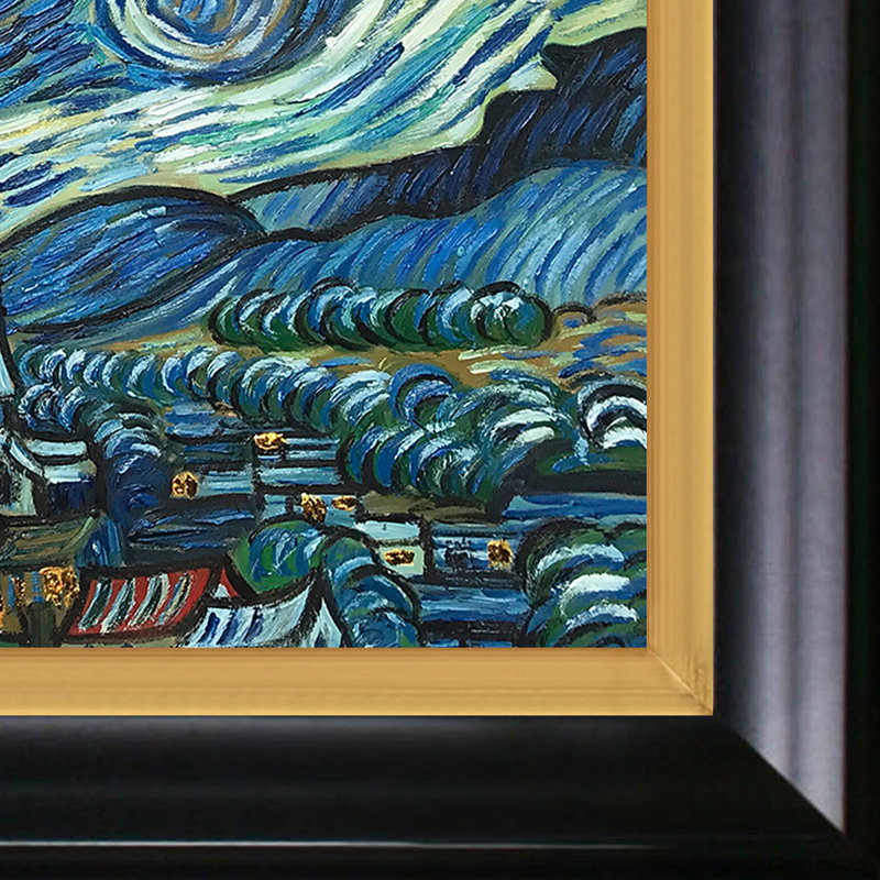 «Nuit étoilée» par Vincent Van Gogh - peinture sur toile encadrée, H 29 po x l 33 po x L 2 po