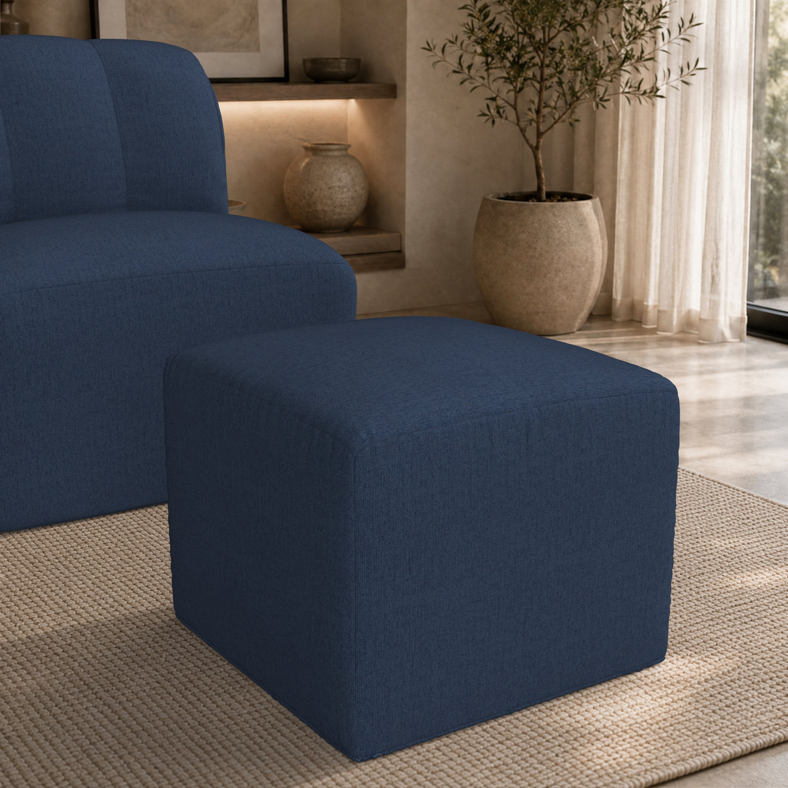 Praia 22" Sunbrella® Patio Ottoman, Spectrum Indigo Sunbrella®