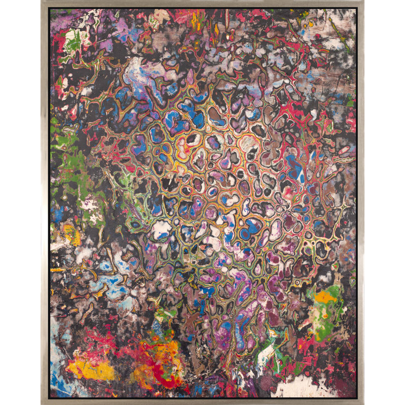 Tidal Pools Painting, 60" H x 48" W, Silver Framed