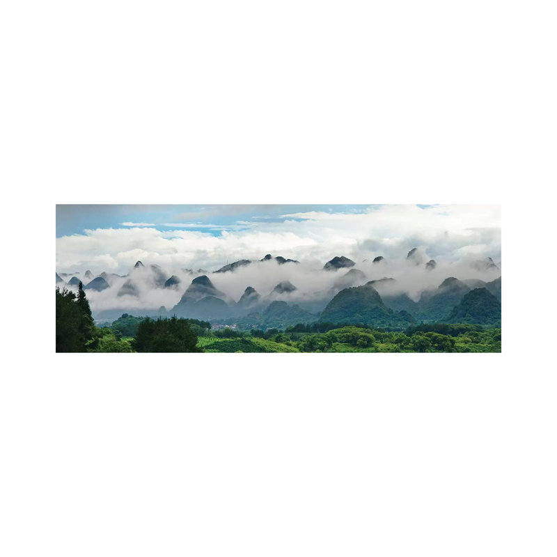 Limestone Hills In Mist, Xingping, Yangshuo, Guangxi, China by Keren Su - Wrapped Canvas Panoramic Painting