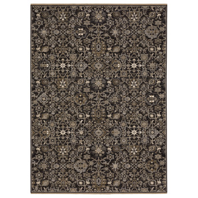 Abena Borderless Traditonal Charcoal//Tan Wool Blend Area Rug