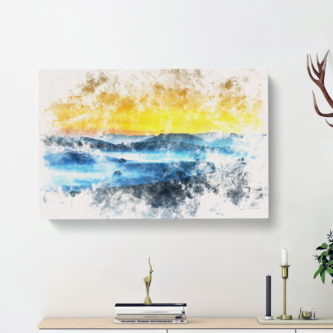 Sunrise over a Tea Plantation - Wrapped Canvas