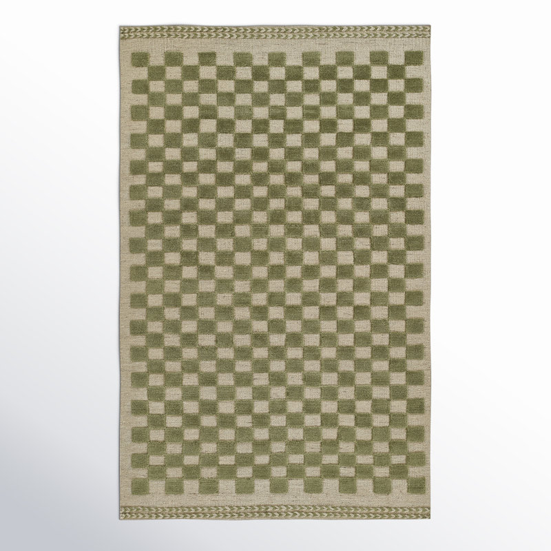 Rafaela Wool Checkered Indoor Rug, Rectangle 6'3" x 9'
