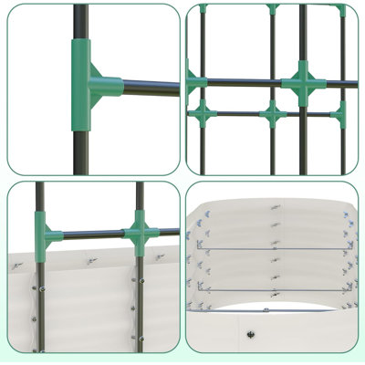 2-in-1 Galvanized Steel Raised Bed with 89" Trellis Arch, Vertical Gardening System, Tool-Free Assembly
