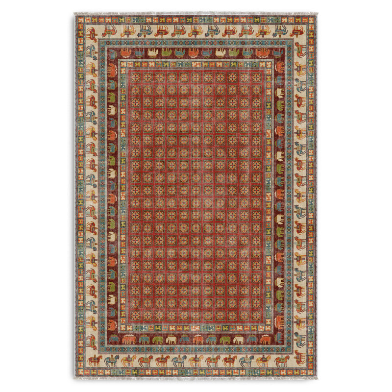 Tapis miniature en chenille de coton rouge pastel Lacasa, Tapis de couloir 2 pi 8 po x 9 pi 11 po