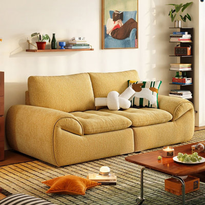 Canapé modulaire en chenille jaune