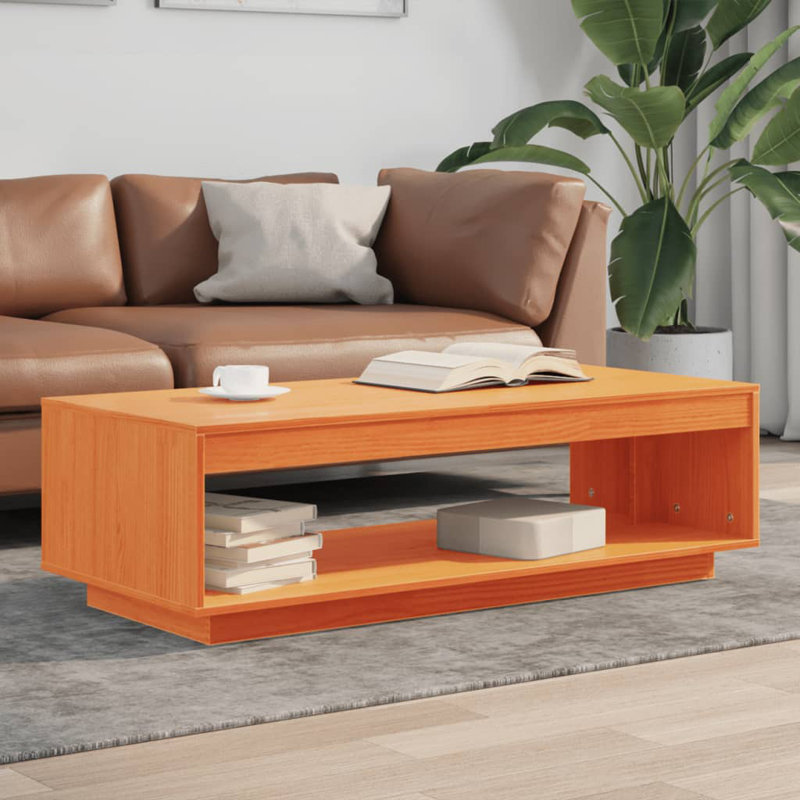 Frida Solid Wood Floor Shelf Coffee Table with Storage