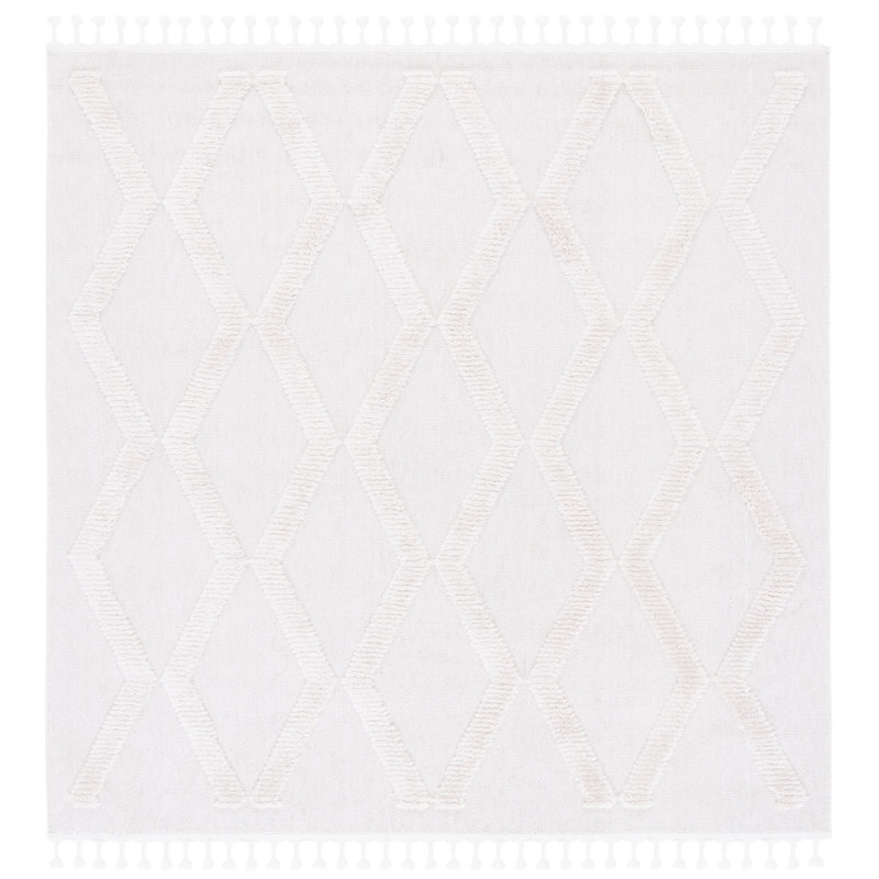 Rittenberry Geometric Ivory Area Rug, Square 6'7"