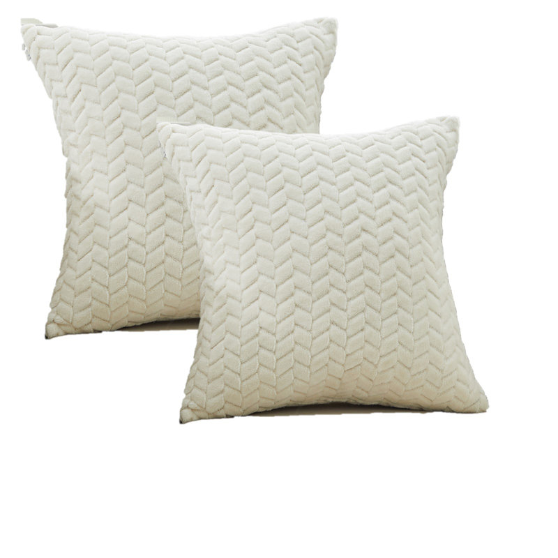 Housse de coussin en velours Velvet Leaves, Blanc