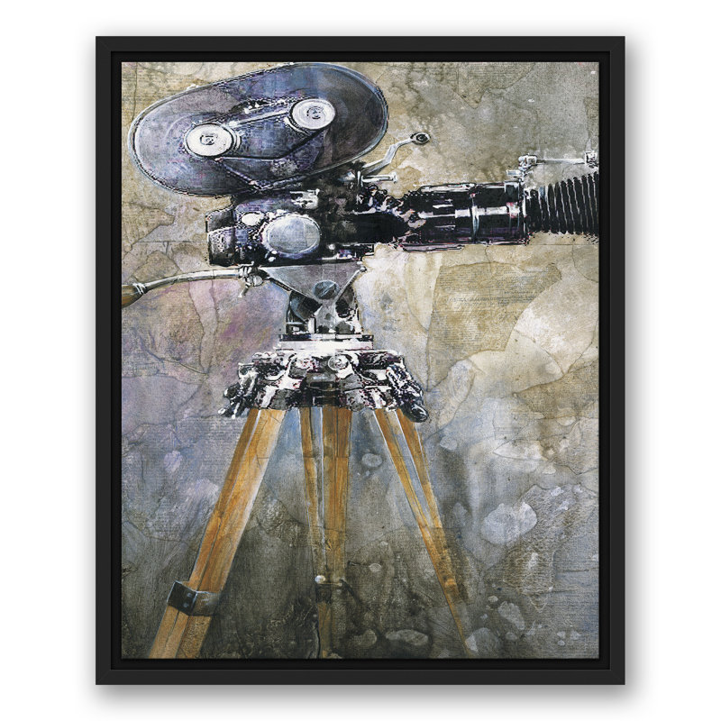 Caméra, peinture sur toile, H 21,75 po x l 17,75 po x P 1,75 po, Cadre flottant noir