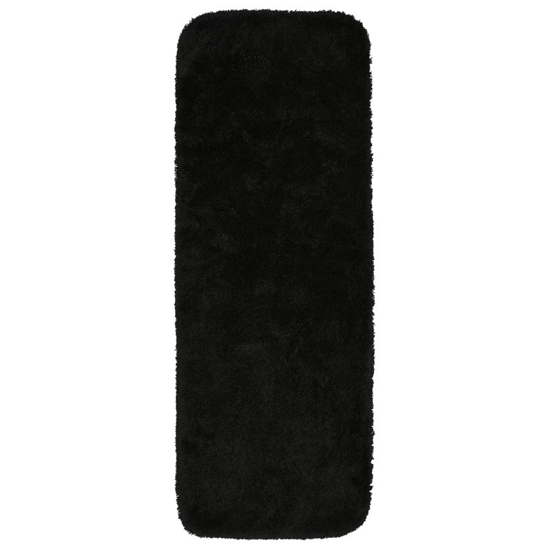 Billy-Dean Nylon Bath Rug with Non-Slip Backing, 22" W x 60" L, Black