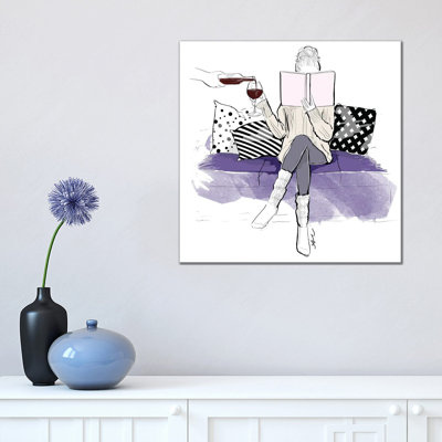 Wine and Books 1 Piece Wrapped Canvas Painting