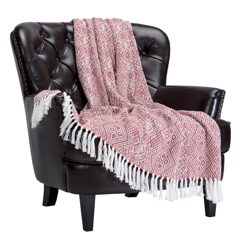 Jeté en coton doux Diamond, Rouille foncé
