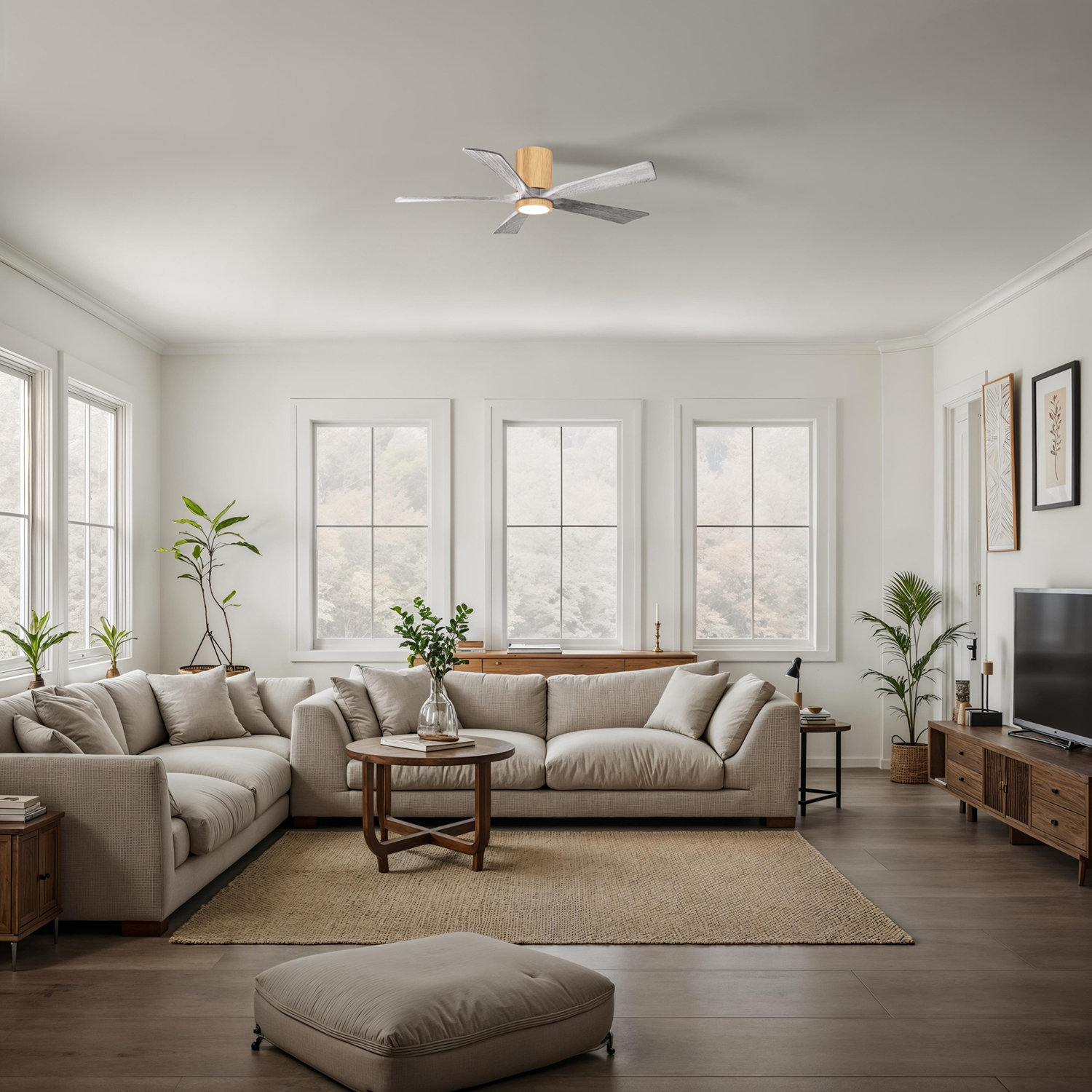 Irene Ceiling Fan with LED Light Kit, Light Maple, 52", Barn Wood Tone