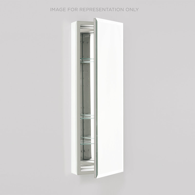 PL Series Recessed or Surface Mount Frameless 1 Door Medicine Cabinet with 3 Adjustable Shelves, 30" x 19.25" x 4", Gray