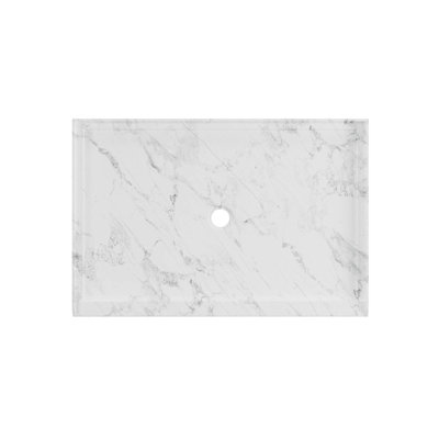 Base de douche 48 po x 32 po en acrylique blanc, seuil simple, bonde centrale, finition antidérapante et résistante aux égratignures
