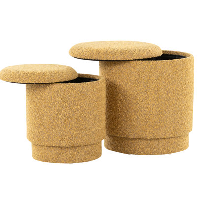 Fabric In Yellow Color With Contemporary Styling, Removable Lids For Storage Space, Foam Padding Relaxed Sitting, Two Ottomans, No Assembly Required, 250 Lbs Capacity, Indoor Use, 14.31 Depth Of