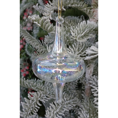 White Bell Spire Christmas Glass Ornament  F07M10-12