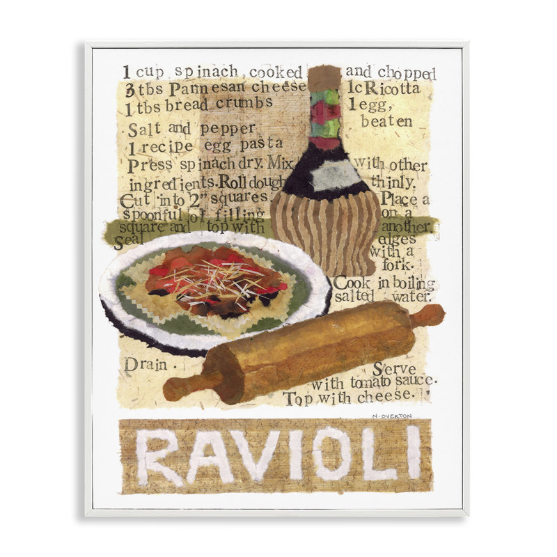 Art rétro de raviolis par Nancy Overton, Estampe numérique encadrée blanc bord de mer, H 20 po x l 16 po