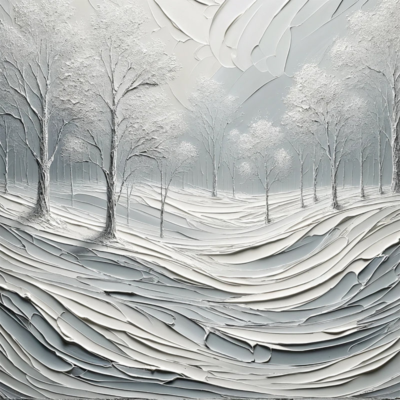 «Silent Grove: Layered Texture Winter Forest» sur toile, H 30 po x l 30 po x P 1,5 po
