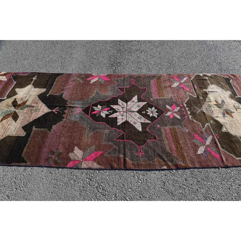 Tapis décoratif, tapis Boho, tapis turcs, tapis rétro, tapis de cuisine bruns, tapis de couloir 3,9 x 10,2 pi