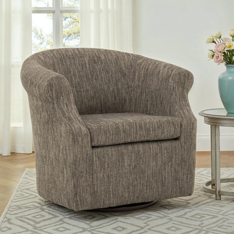 Fauteuil demi-tonneau pivotant l 3,5 po Buril, Mélange de polyester gris anthracite Hapden