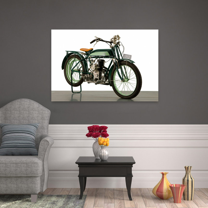 1925 D.F.R 250Cc, moto, paysage abstrait classique, art mural, H 32 po x l 48 po