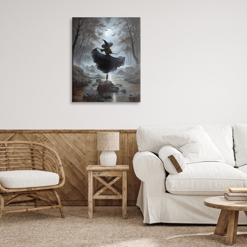 «Witch in Moonlit Forest», art mural par Jo Moulton, H 40 po x l 30 po