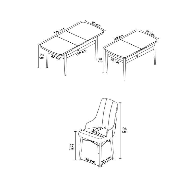 Ensemble de table et chaises de salle à manger extensible Modern (7 pièces), blanc et brun | Panneau de fibres à densité moyenne avec structure en contreplaqué, table: 52,0 x 30,7 x 31,0 po, étendue: 67,0 po | 6 chaises: 18,5 po x 37,0 po x 17,7 po, siège confortable en mousse, design élégant et fonctionnel