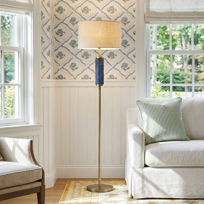 Kassia Portsmouth 64.5" Floor Lamp, Brass/Blue 