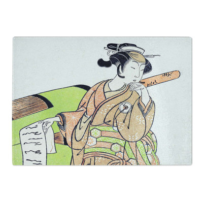 Tempered Glass Woman with a Script by Katsukawa Shunsho Chopping Board